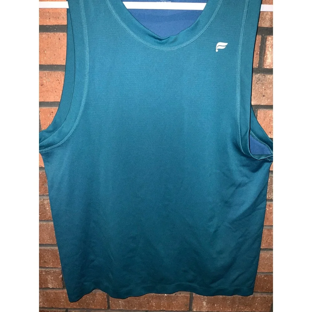 Fabletics Mens Training Tank Top‎ Teal Blue Muscle Tee Gym Workout Size M